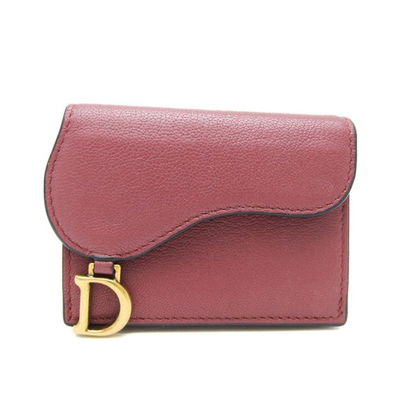 Christian Dior Saddle Wallet Women's Leather Wallet (tri-fold) Dusty Pink - Picture 1 of 10